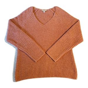 Lucky Brand Chenille Chunky Knit V-Neck Sweater (Pink) Size Medium